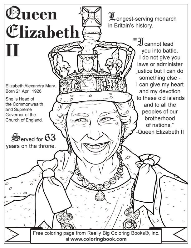 Coloring Books | Queen Elizabeth II Free Online Coloring Page