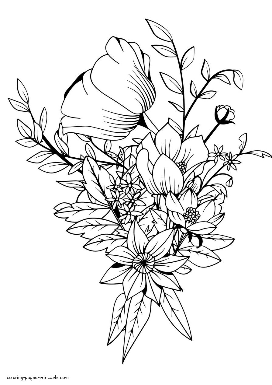 Flower Coloring Book Pages Free || COLORING-PAGES-PRINTABLE.COM