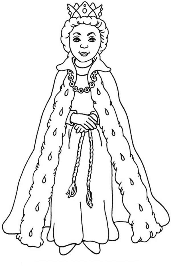 Queen Esther With Her Beautiful Gown Coloring Page : Kids Play Color