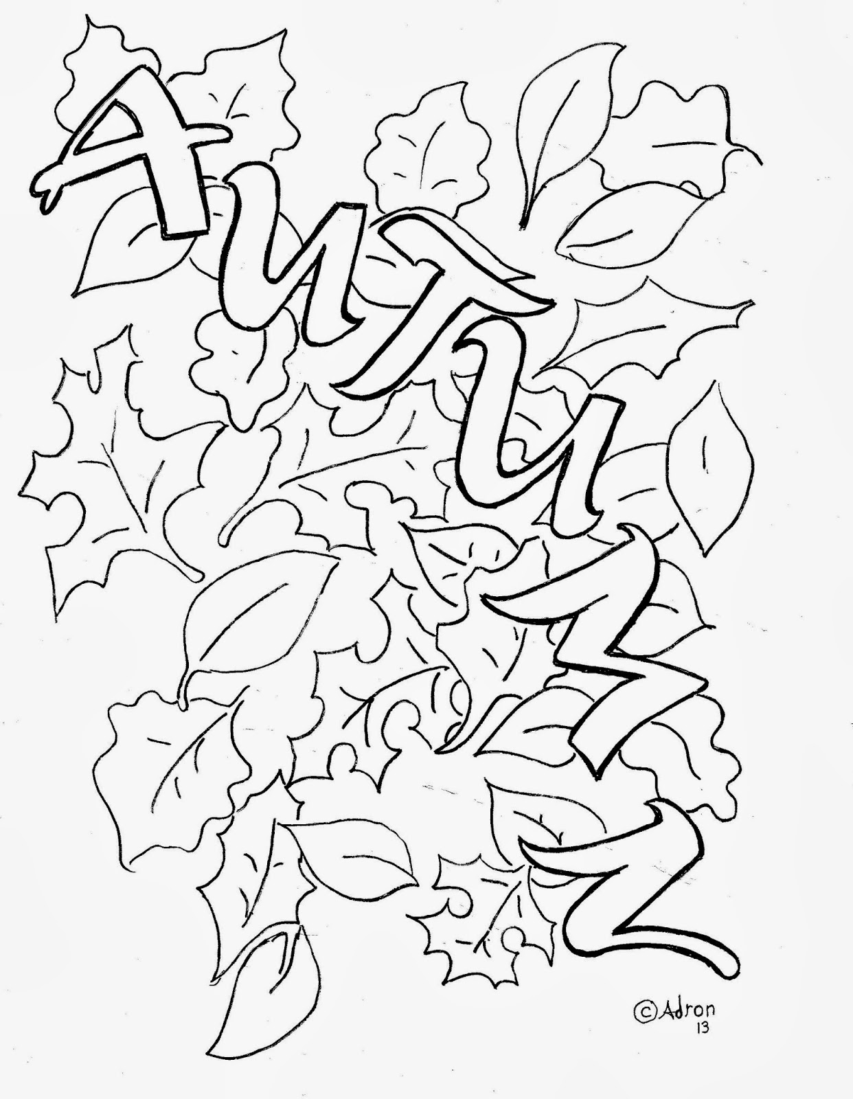 Coloring Pages for Kids by Mr. Adron: Autumn Leaves Coloring Page. Free