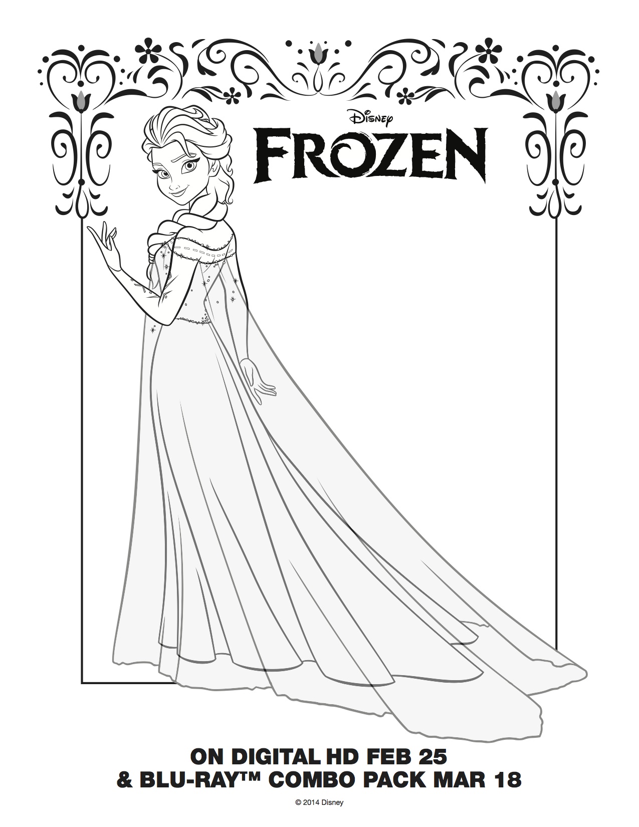 coloring page elsa frozen Elsa coloring frozen pages printable kids