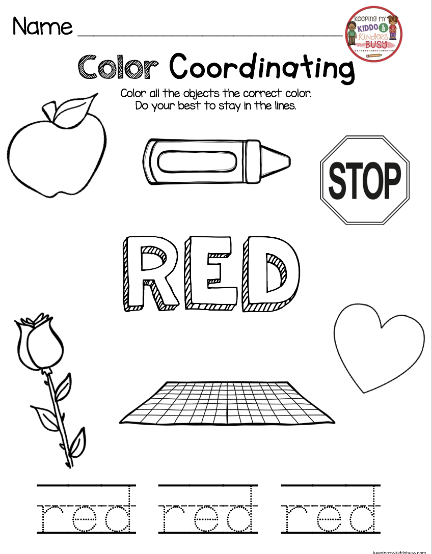 Red Colour Worksheet For Kindergarten