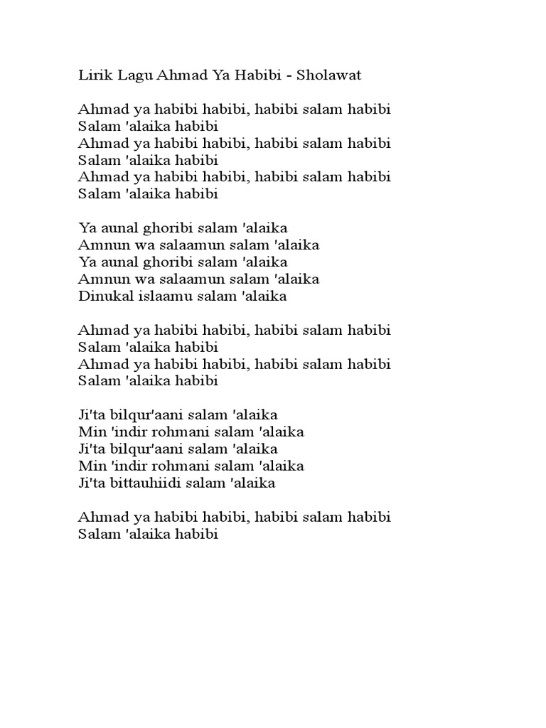 lirik lagu sholawat ahmad ya habibi Sholawat gambar