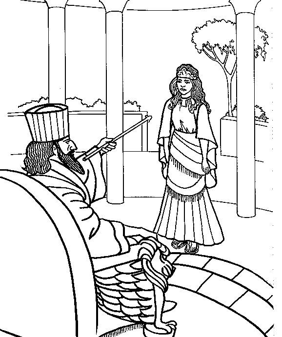 esther becomes queen coloring page Queen esther speech coloring pages