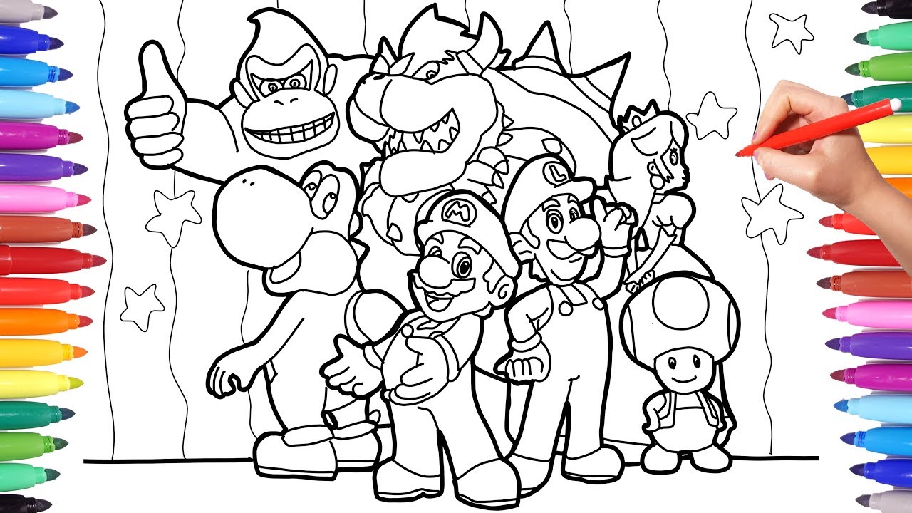 Coloring Super Mario and All His Friends | Super Mario Nintendo